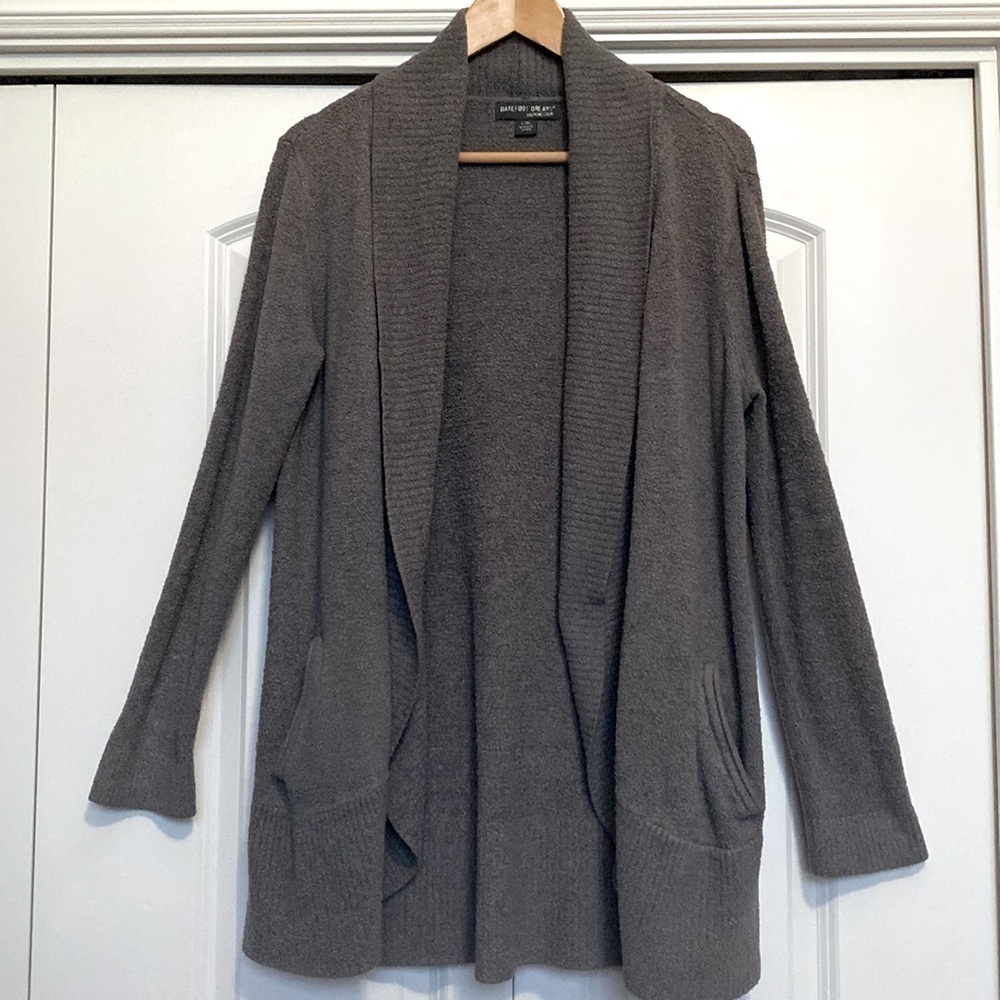 Barefoot Dreams Cozychic Lite Circle Cardigan Womens L/XL Taupe Cozy loungewear